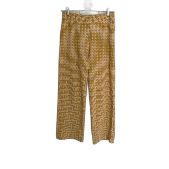Zara Retro Jacquard pants Sz M in Gold & Cream Print Twee Preppy Minimalist Boho - Picture 2 of 5